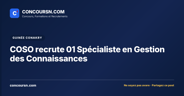Illustration de l’article : COSO recrute 01 Spécialiste en Gestion des Connaissances