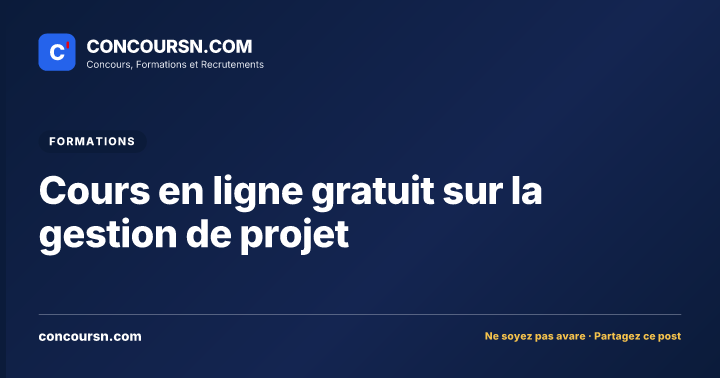 Cours en ligne gratuit sur la gestion de projet