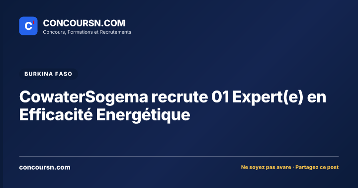 Illustration de l’article : CowaterSogema recrute 01 Expert(e) en Efficacité Energétique