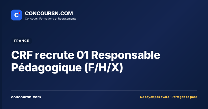 Illustration de l’article : CRF recrute 01 Responsable Pédagogique (F/H/X)