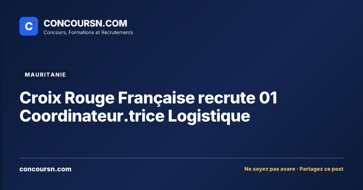 Illustration de l’article : Croix Rouge Française recrute 01 Coordinateur.trice Logistique