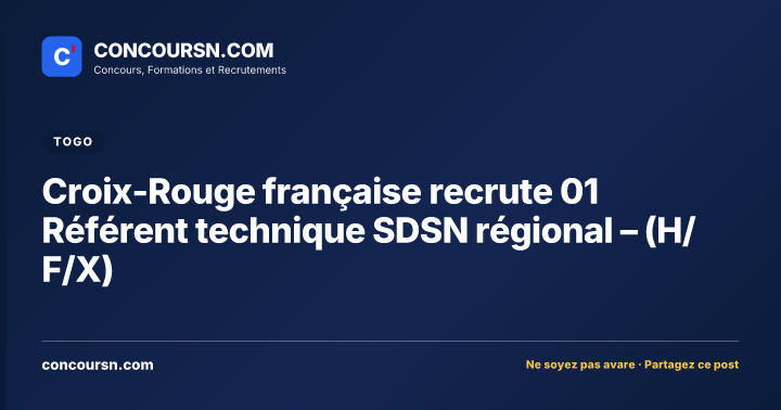 Illustration de l’article : Croix-Rouge française recrute 01 Référent technique SDSN régional – (H/F/X)