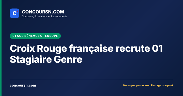 Croix Rouge française recrute 01 Stagiaire Genre