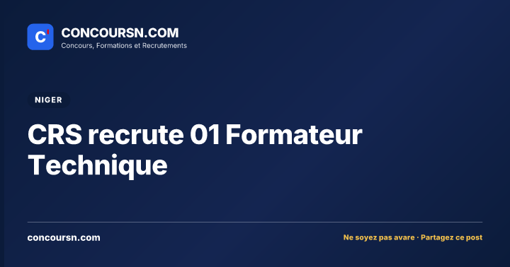 Illustration de l’article : CRS recrute 01 Formateur Technique