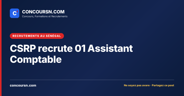 Illustration de l’article : CSRP recrute 01 Assistant Comptable