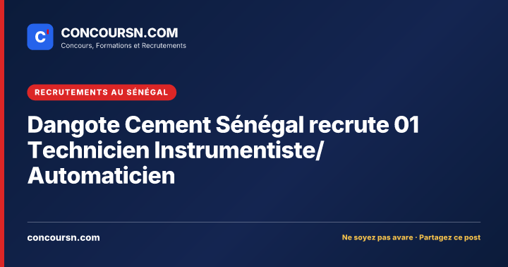 Illustration de l’article : Dangote Cement Sénégal recrute 01 Technicien Instrumentiste/ Automaticien