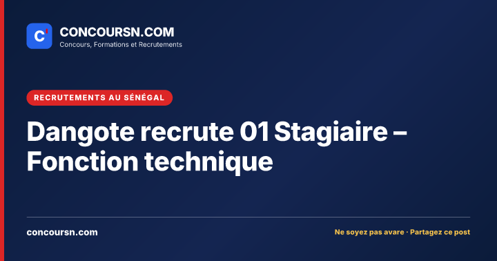 Illustration de l’article : Dangote recrute 01 Stagiaire – Fonction technique
