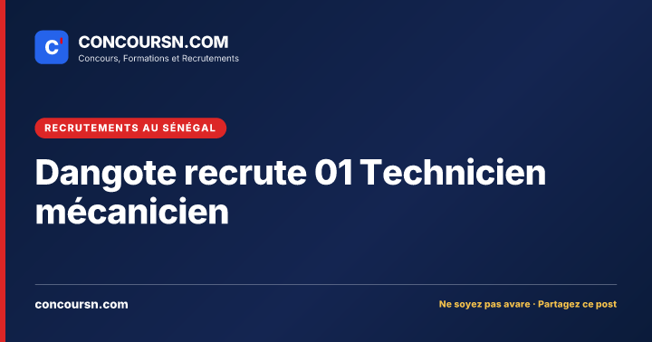 Illustration de l’article : Dangote recrute 01 Technicien mécanicien