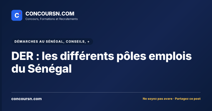 Illustration de l’article : DER : les différents pôles emplois du Sénégal
