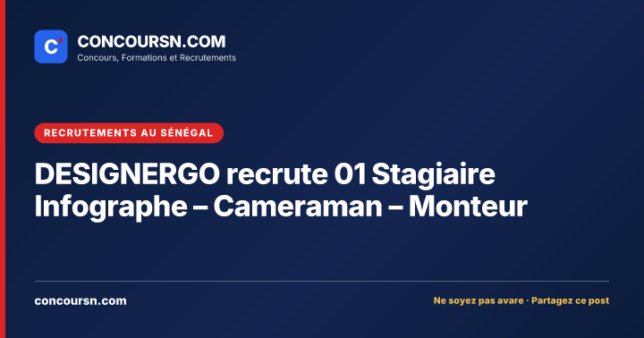 Illustration de l’article : DESIGNERGO recrute 01 Stagiaire Infographe – Cameraman – Monteur