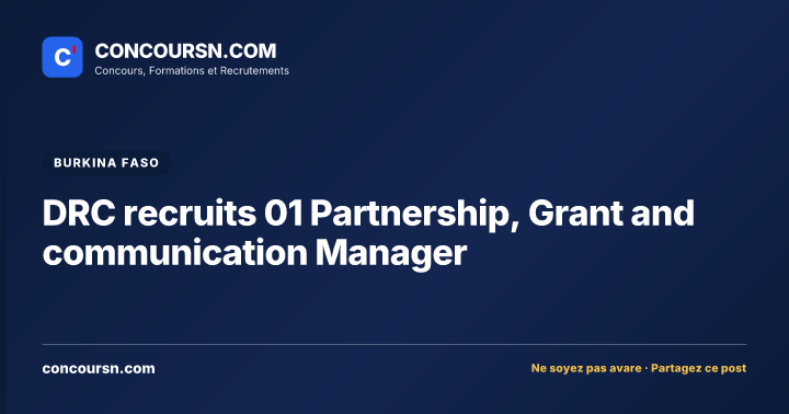 Illustration de l’article : DRC recruits 01 Partnership, Grant and communication Manager