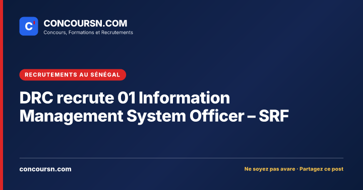 Illustration de l’article : DRC recrute 01 Information Management System Officer – SRF