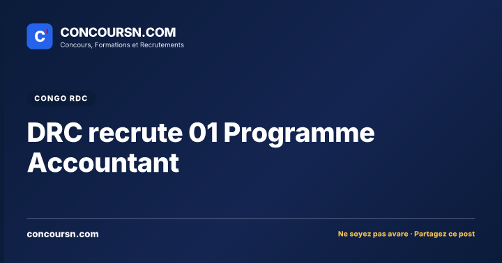 Illustration de l’article : DRC recrute 01 Programme Accountant