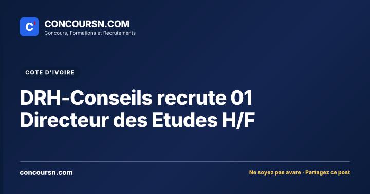 DRH-Conseils recrute 01 Directeur des Etudes H/F