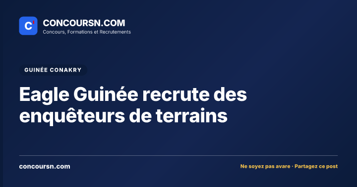 Illustration de l’article : Eagle Guinée recrute des enquêteurs de terrains