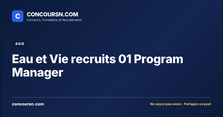 Illustration de l’article : Eau et Vie recruits 01 Program Manager