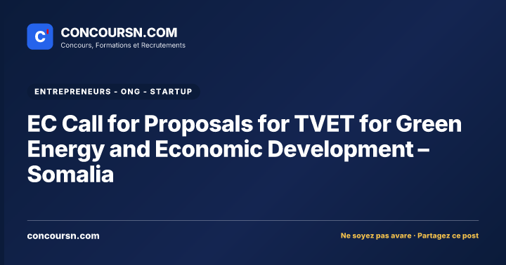 Illustration de l’article : EC Call for Proposals for TVET for Green Energy and Economic Development – Somalia