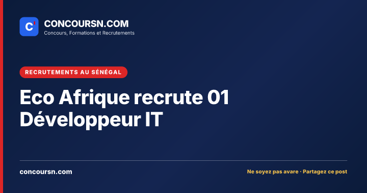 Illustration de l’article : Eco Afrique recrute 01 Développeur IT