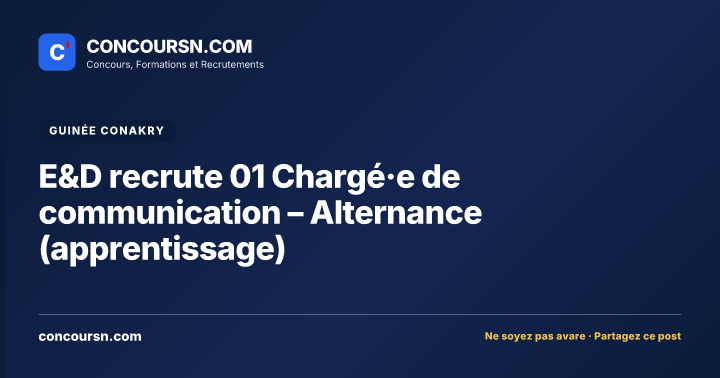 E&D recrute 01 Chargé·e de communication – Alternance (apprentissage)