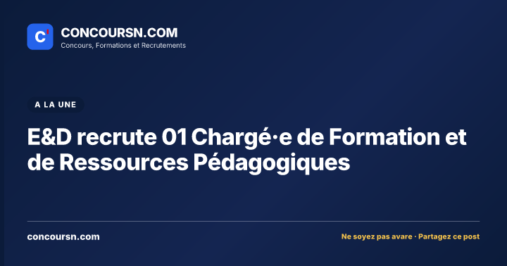 Illustration de l’article : E&D recrute 01 Chargé·e de Formation et de Ressources Pédagogiques