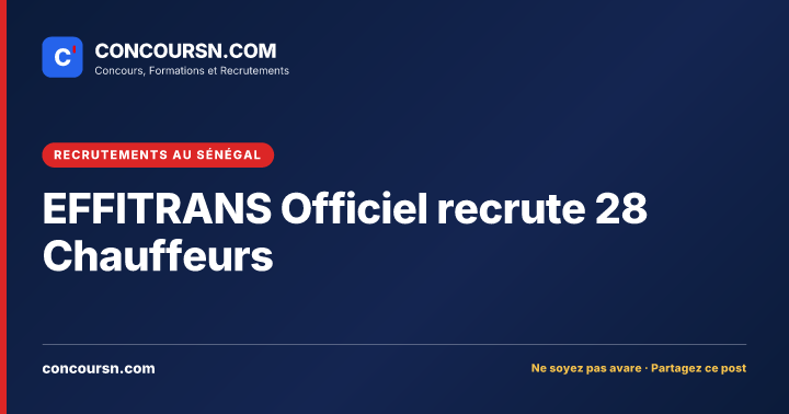 Illustration de l’article : EFFITRANS Officiel recrute 28 Chauffeurs