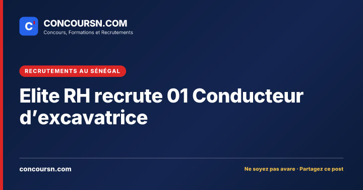 Illustration de l’article : Elite RH recrute 01 Conducteur d’excavatrice
