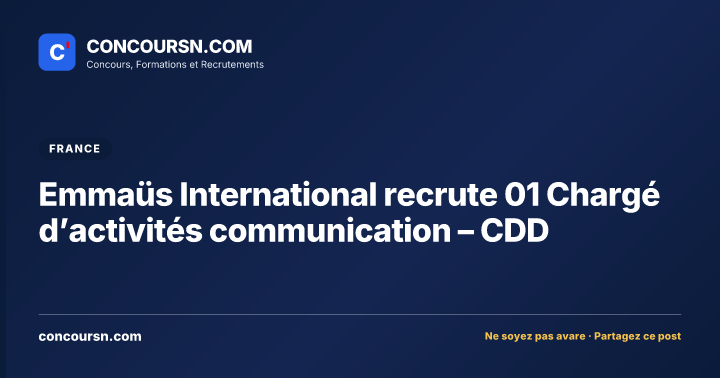 Illustration de l’article : Emmaüs International recrute 01 Chargé d’activités communication – CDD