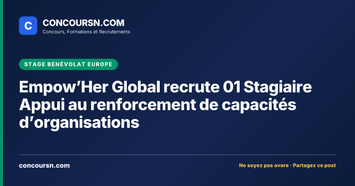 Empow’Her Global recrute 01 Stagiaire Appui au renforcement de capacités d’organisations