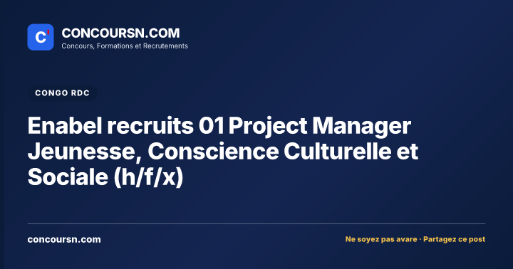 Illustration de l’article : Enabel recruits 01 Project Manager Jeunesse, Conscience Culturelle et Sociale (h/f/x)