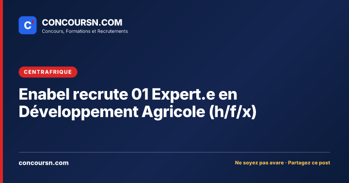 Illustration de l’article : Enabel recrute 01 Expert.e en Développement Agricole (h/f/x)