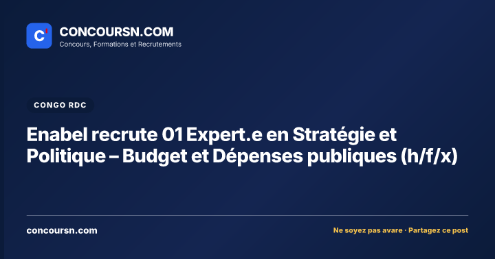 Illustration de l’article : Enabel recrute 01 Expert.e en Stratégie et Politique – Budget et Dépenses publiques (h/f/x)