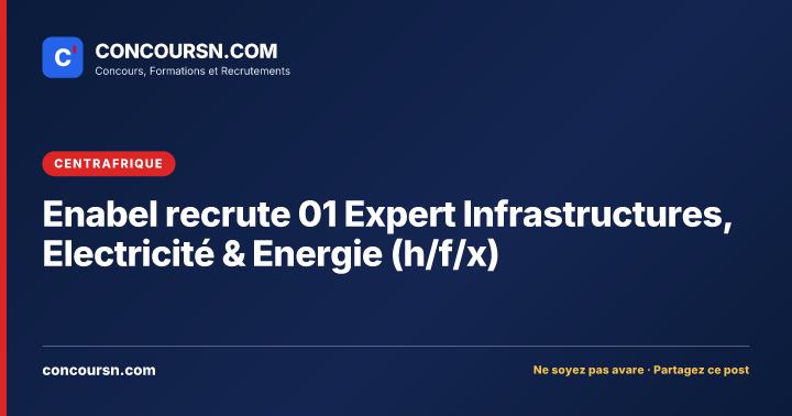 Illustration de l’article : Enabel recrute 01 Expert Infrastructures, Electricité & Energie (h/f/x)