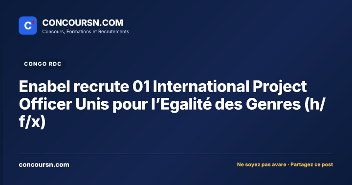 Illustration de l’article : Enabel recrute 01 International Project Officer Unis pour l’Egalité des Genres (h/f/x)