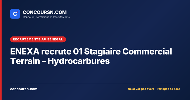 Illustration de l’article : ENEXA recrute 01 Stagiaire Commercial Terrain – Hydrocarbures
