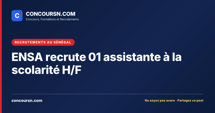 Illustration de l’article : ENSA recrute 01 assistante à la scolarité H/F