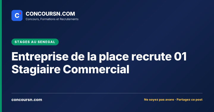 Illustration de l’article : Entreprise de la place recrute 01 Stagiaire Commercial