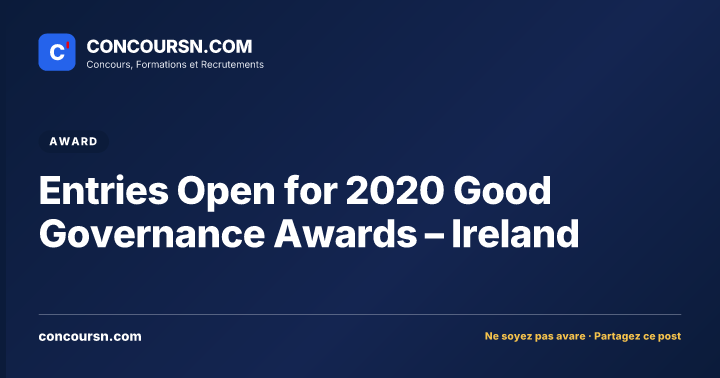 Entries Open for 2020 Good Governance Awards – Ireland