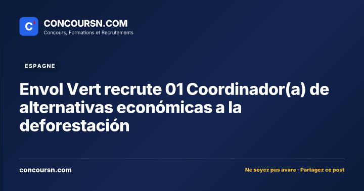 Illustration de l’article : Envol Vert recrute 01 Coordinador(a) de alternativas económicas a la deforestación