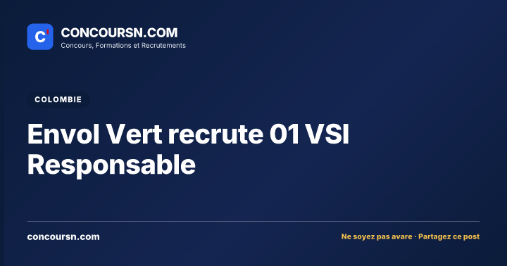 Illustration de l’article : Envol Vert recrute 01 VSI Responsable