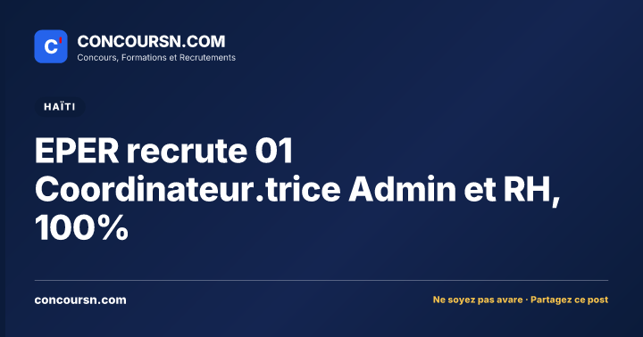 Illustration de l’article : EPER recrute 01 Coordinateur.trice Admin et RH, 100%