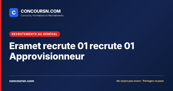 Illustration de l’article : Eramet recrute 01 recrute 01 Approvisionneur