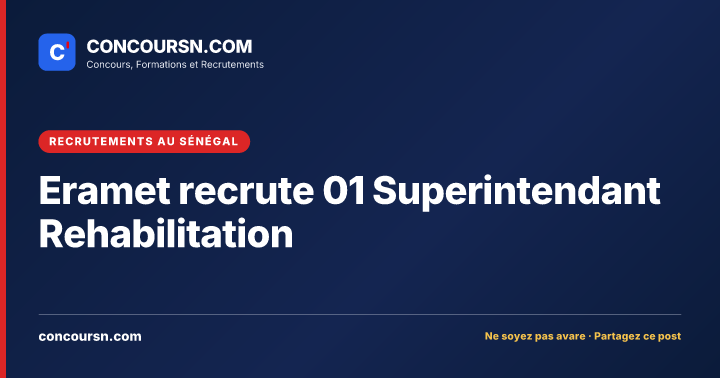 Illustration de l’article : Eramet recrute 01 Superintendant Rehabilitation