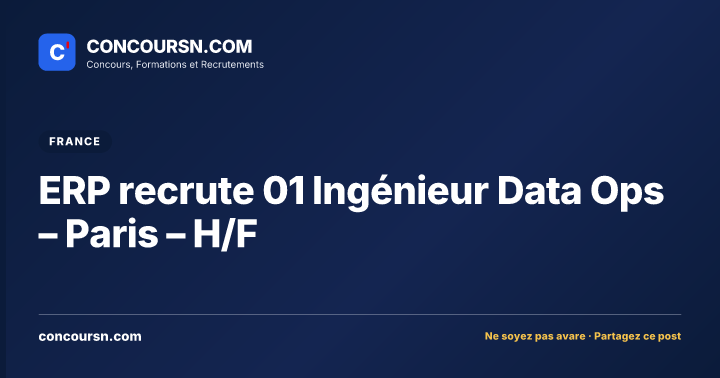 Illustration de l’article : ERP recrute 01 Ingénieur Data Ops – Paris – H/F