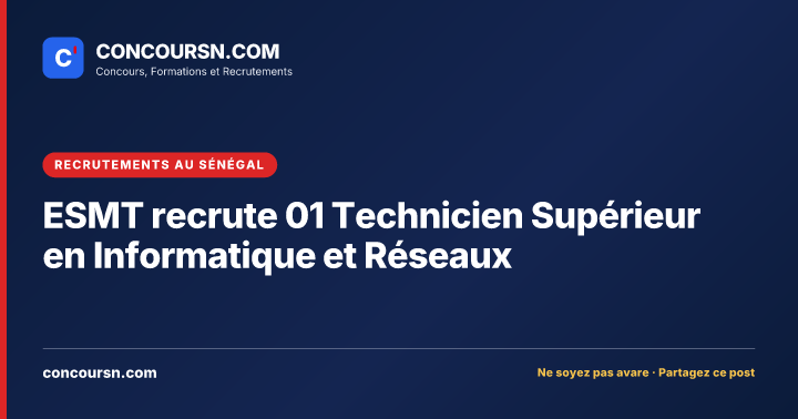 Illustration de l’article : ESMT recrute 01 Technicien Supérieur en Informatique et Réseaux