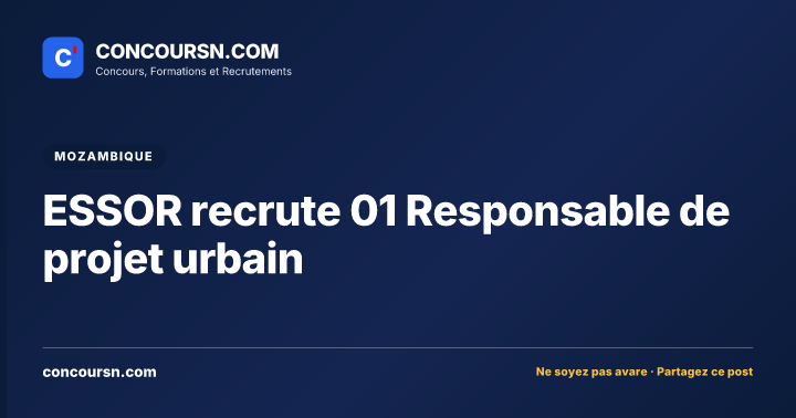 Illustration de l’article : ESSOR recrute 01 Responsable de projet urbain