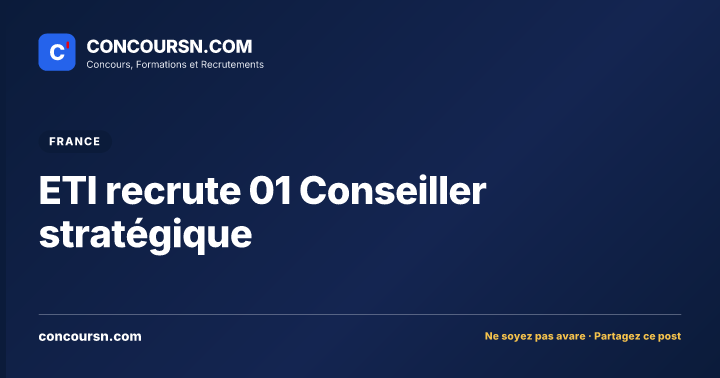 Illustration de l’article : ETI recrute 01 Conseiller stratégique