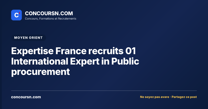 Expertise France recruits 01 International Expert in Public procurement