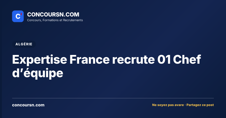 Illustration de l’article : Expertise France recrute 01 Chef d’équipe