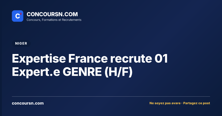 Illustration de l’article : Expertise France recrute 01 Expert.e GENRE (H/F)