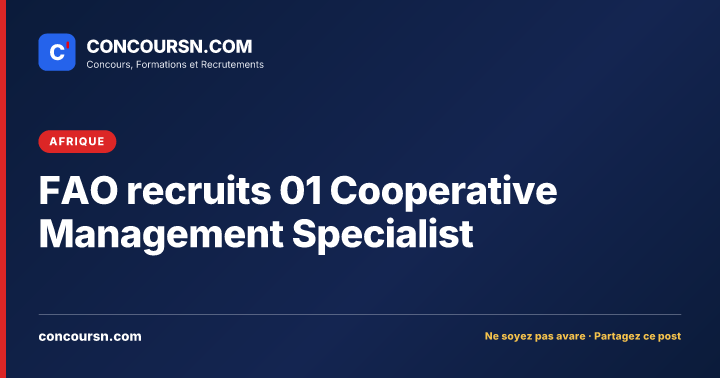 Illustration de l’article : FAO recruits 01 Cooperative Management Specialist